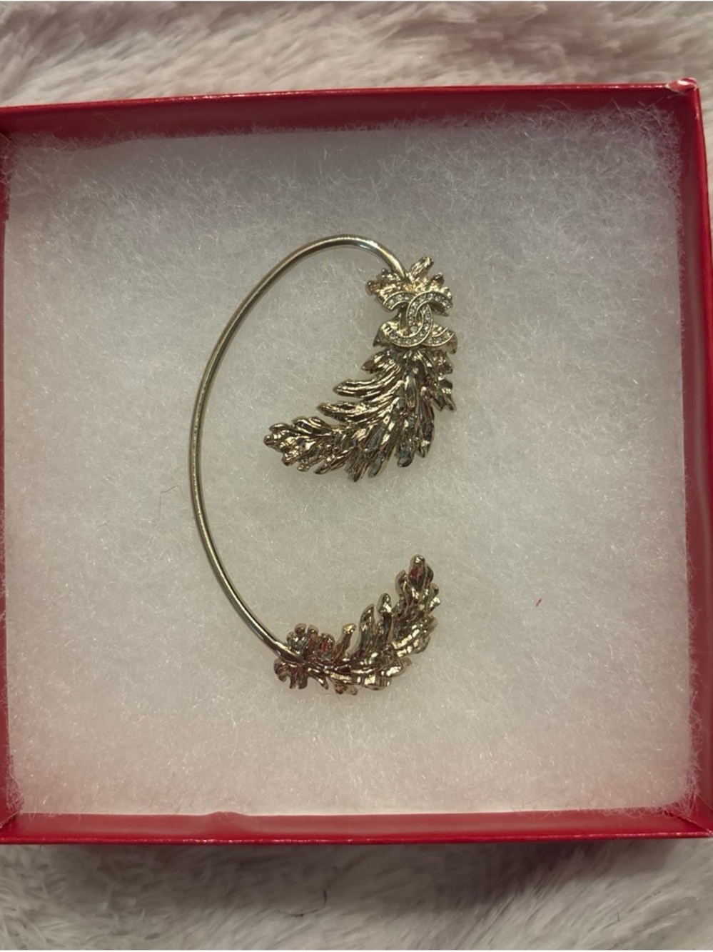 CHANEL Gold Leaf Ear Cuff Pair with Signature CC Motif